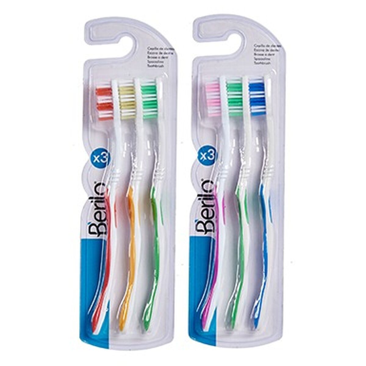 Brosse à Dents Berilo Jaune Bleu Rouge Vert (12 Unités)